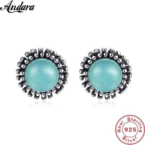 2019 New Vintage Jewelry 925 Sterling Silver Simple Round Stud Earrings For Women Mother Fashion Jewelry