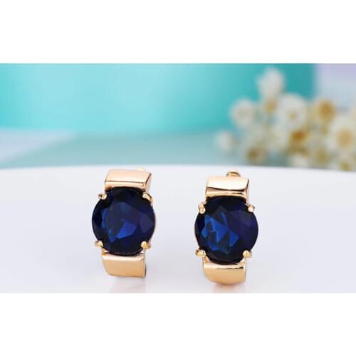 Simple Cubic Zirconia Stud Earrings Red/Blue/Black/Green 10MM CZ Bead Gold Earrings for Women Korean Jewelry Trendy Gift