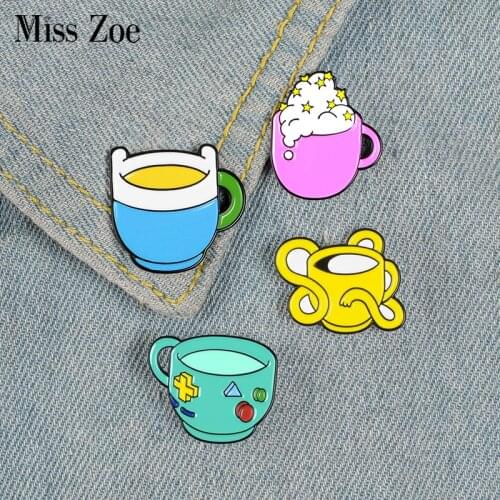 Adventure Comics Character Mug Enamel Pin Boy Dog Princess Coffee Cups Badge Custom Brooch Bag Clothes Lapel pin TV Jewelry Gift