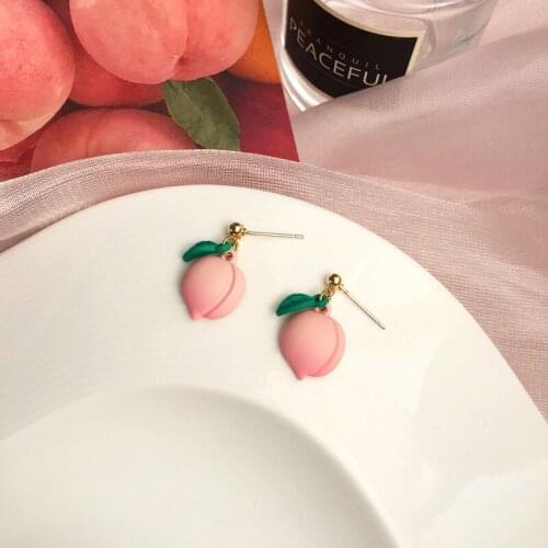 10 pair / lot wholesale fashion jewelry accessories cute korean metal painted peach earrings