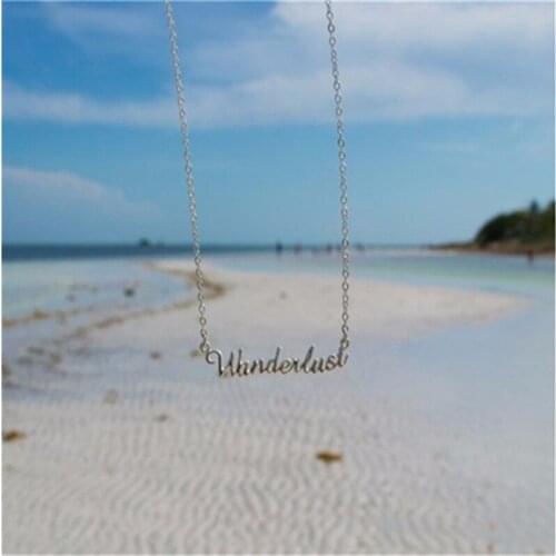 10pcs-Fashion Wanderlust Hand Stampe Jewelry Travelers Leisurely Stroll Letter Necklace Wanderlust"Not All Who Wander Are Lost"
