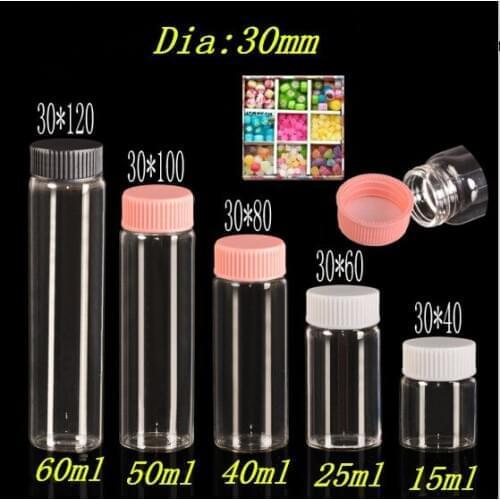 30*40*21mm 15ml Glass Bottles With Plastic Screw Cap Transparent Empty Glass Gift Bottles Jars Black Lid 24pcs/lot Free Shipping