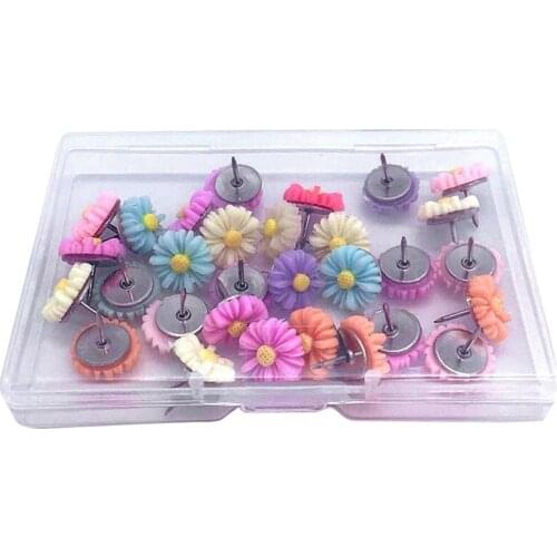30Pcs Creative Resin Flower Thumbtacks Thumbtack Cork Board Nail