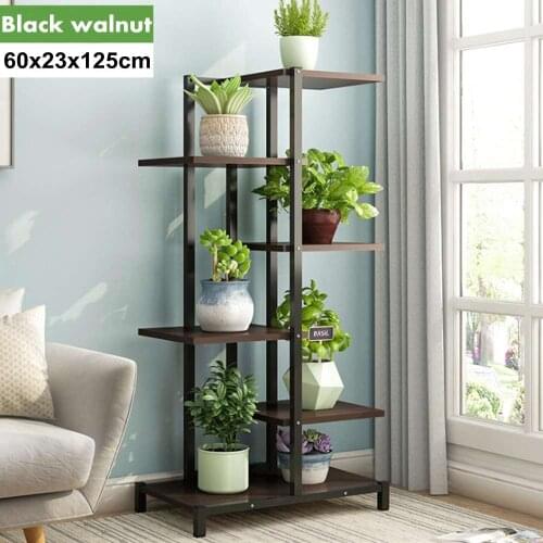 5 Tiers Wooden Iron Bookshelf Display Shelf Home Indoor Outdoor Plant Rack Yard Garden Patio Balcony Flower Stands 60x23x125cm