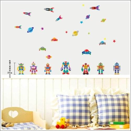 Free shipping Popular Removable GREAT CARTON robotsFor House Decor Wall Stickers Baby Room Wall Stickers forBOYS ZY7023
