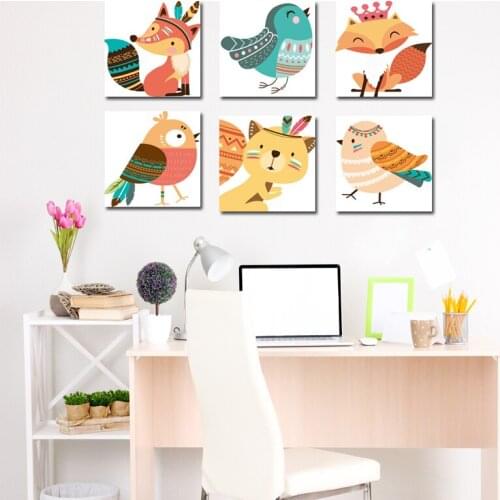 Childrens room animal cartoon decorative painting modern minimalist frameless painting kindergarten early education center