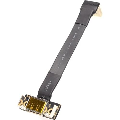 DisplayPort Ribbon Extension Cable Male-Female Flat EMI shielding FPC Cable DP 90 degree Angle Connector With mounting bracket