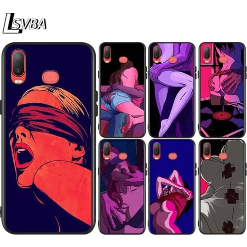 Hot Girls Bikini For Samsung Galaxy A750 A9 A8 A7 A6 A5 A3 Plus 2018 2017 2016 Bright Black Phone Case Capa