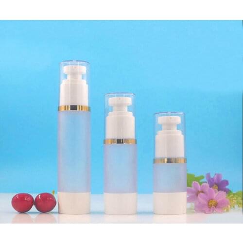 50ml round head frosted plastic airless bottle gold line essence serum/lotion/emulsion liquid foundation skin cosmetic packing