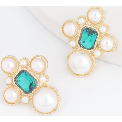 JIJIAWENHUA Fashion Lady Sparkling Imitation Pearl Earrings Jewelry Declaration Banquet Dress Fashion Accessories
