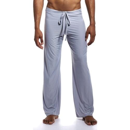 Mens Yoga Pants Elastic Waistband Fitness Training Joggers Loose Lightweight Slacks Beach Fashion Casual Sleep Bottoms Plus Size