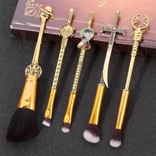 5pcs Classic Japan Anime Makeup Brushes Set Cosplay Blush Nose Eye Shadow Eyebrow Brush Zoro Ghost Cosmetic Tools Maquiagem