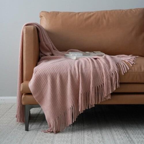 New Solid American Style Throw Blanket With Tassel shawl Soft Sofa Couch Cover Decorative Knitted Blanket Air Conditioner