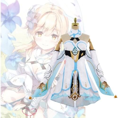 Hot Game Genshin Impact Traveler Lumine Cosplay Costume Original Version Uniform Halloween Women Costumes Full Set