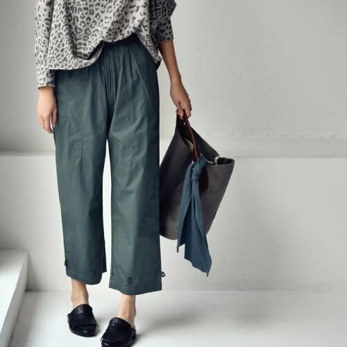 MICOCO K7080C Commuting simple design three-dimensional tailoring elastic waist multi-color joker nine points casual pants