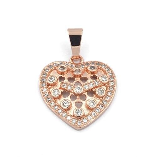 SUNNERLEES Fashion Jewelry Women Girls Cubic Zirconia Heart Clock Rose Gold Color Pendant Necklace Optional Chain P64 R