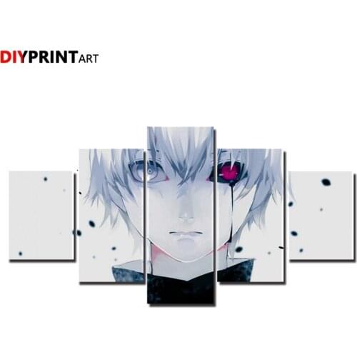 Tokyo Ghoul White Kaneki 5 Panel Wall Painting Poster Paintings on the Wall A1787