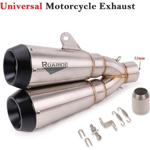 51mm Universal Motorcycle Double Hole Exhaust Pipe Escape Modified Motocross Scooter Muffler For 752S Z900 GSR750 TRK502 CB600