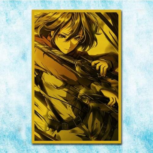 Japanese Anime Attack On Titan Poster Eren Jaege Mikasa·Ackerman Art Silk Canvas Retro Print For Home Room Decor-023