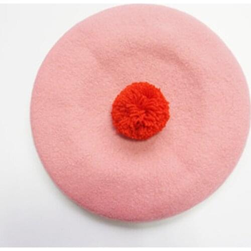 2021 Hot Girl Pink Love Heart Beret Hat Painter Beret Cap for Women Winter Hats