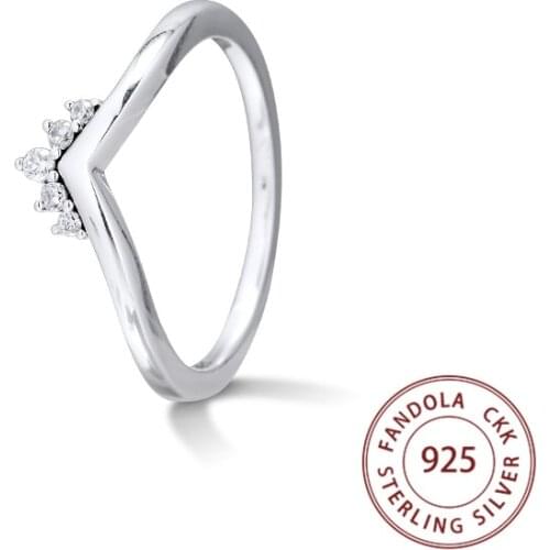 Tiara Wishbone Ring femme 925 Sterling Silver Wedding Rings for Women Original Fashion Jewelry anillos mujer Free Shipping