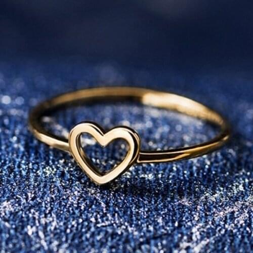 Silver 925 girl ring Rose 18K Gold Color Heart Shaped Wedding Ring For Woman Hollow love elegant casual jewelry Dropshipping