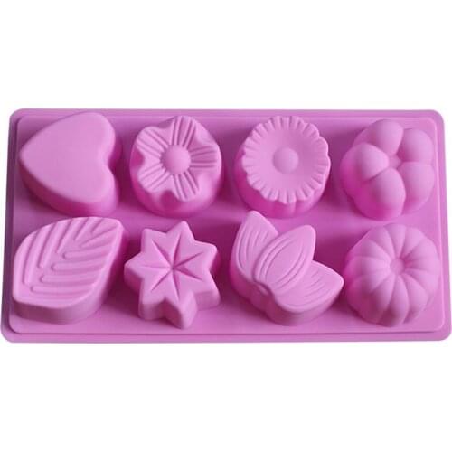 1pc Flower Shape Cake Mold 8-Cavity Leaf Baking Mold Muffin Silicone Mold For Cake Mold Kitchen Bakeware Accessories