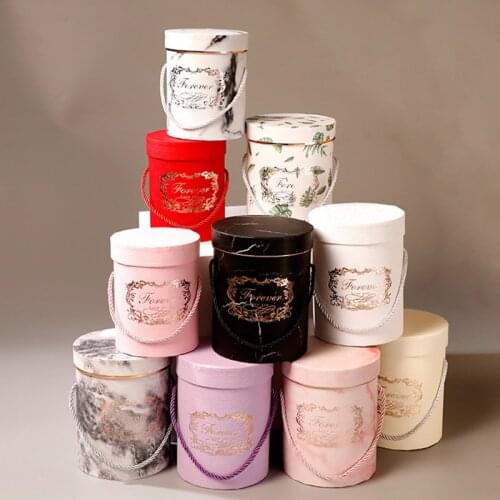 1Pc Portable Round Flower Cone Gift Paper Boxes Lid Hug Bucket Packaging Box Candy