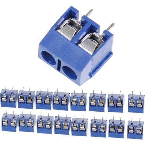 10PCS 2-Pin Pitch Screw Terminal Block Connector 5.08mm Panel Pcb Mount Blue