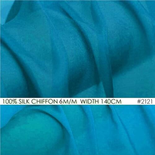 100% SILK CHIFFON FABRIC 5mm Width55"-140cm Pure Soie Fabrics For Women Beach Dresses Blue Color