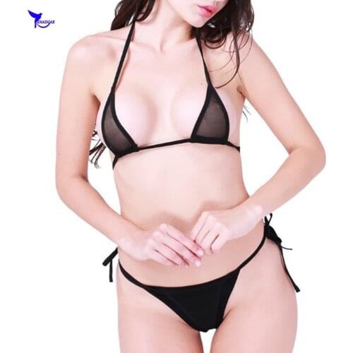 2019 Brazilian See Through Mesh Bikini Set Women Beach Thong Extreme Mini Micro Bathing Suit G String Swimwear Swimsuit Costume