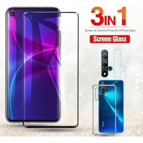 3 in1 nova 5t camera glas+airbag case on for huawei nova 5t t5 5 t case soft clear anti-shock cases on nova5t чехол fundas 6.26