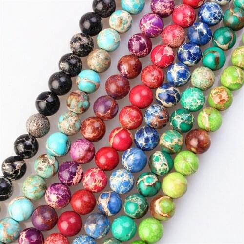 4 6 8 10 12mm Sea Sediment Jasper Round Gemstone Imperial Jasper Gemstone Beads Jewelry Making Loose Beads