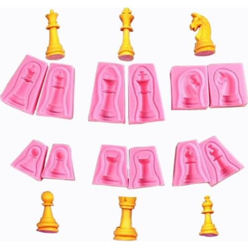 6pcs/Set 3D International Chess Silicone Moulds Fashion 3D DIY Cake Tool Eco-Friendly Chocolate Ice Cream Mould For Kids Gift