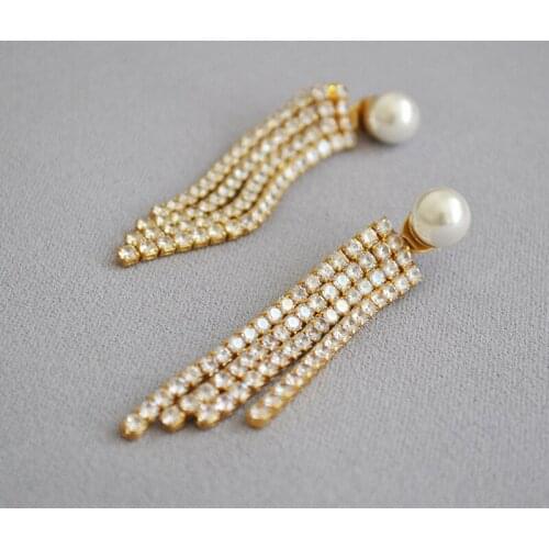 925 Silver Pin Zircon Tassels Stud Earrings for Women T Bar Line Women Earrings Earring Jewelry