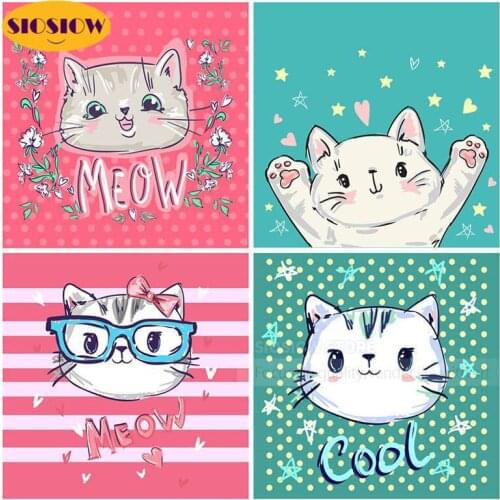 5d Diy Diamond Painting Children Full Square Drill Cartoon Cat Pictures Mosaic 3D Dimond Embroidery Cross Stitch Decor Kids Room