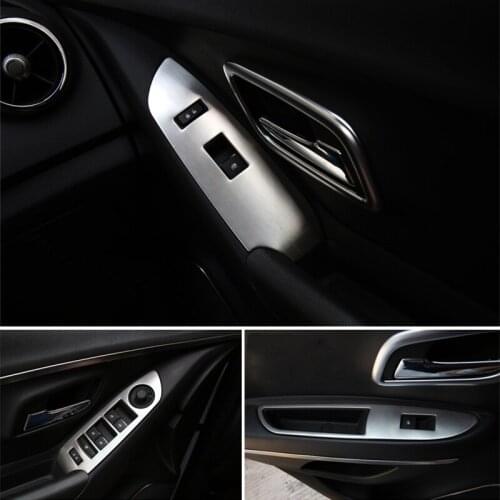 Car Auto Accessories Inner Door Handle Button Trims Window Control Panel Trim For Chevrolet Trax 2013 2014 Stainless Steel 4pcs