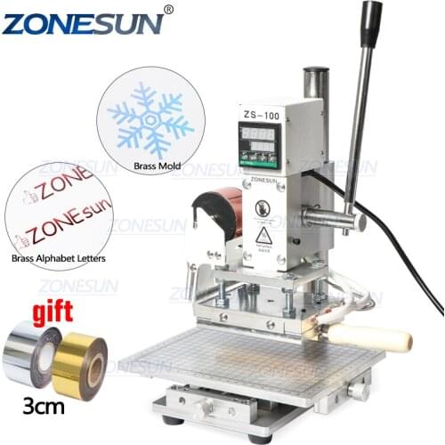 ZS-100C Digital Hot Foil Stamping Machine Leather Embossing Heat Pressing Machine For Wood PVC Paper Custom Logo Stamp