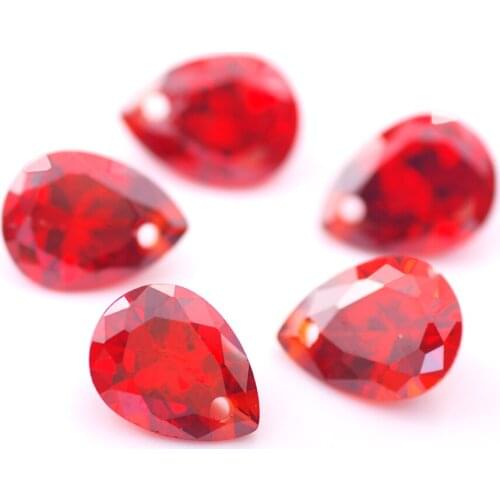 Zirconia Crystal DR Drop Shape Brilliant Cut Colorful Sewing Cubic Zirconia 4x6mm 6x8mm Artificial laboratory Gem With Hole