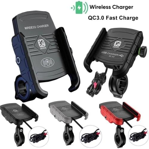 Motorcycle Holder With Wireless Charge Motorbike QC3.0 Fast Charg Cell Phone Wireless Holder Handlebar Mount Stand GPS Holder