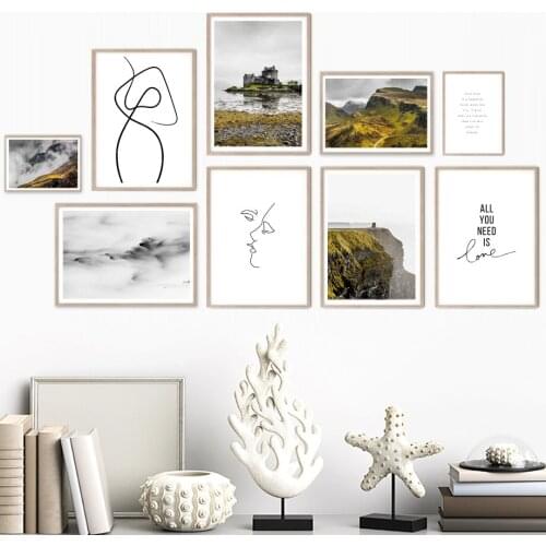 Woman House Mountain Lake Trees Quote Wall Art Canvas Painting Nordic Posters And Prints Wall Pictures For Living Room Decor