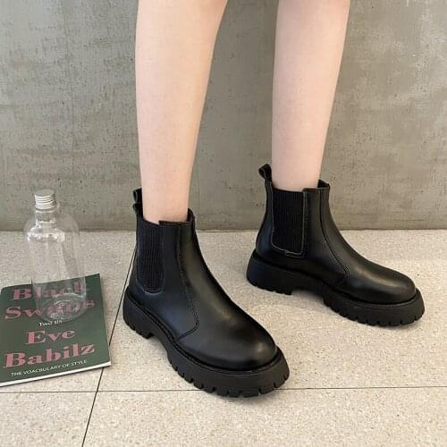 Breathable Womens Ankle boots British style Girls Naked Boot Round Toe Winter Shoes Woman Flat Fashion Bootdr4