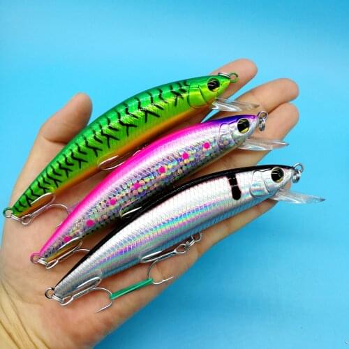 HOOFISH 3PCS /LOT Sinking Minnow Hard Lure 12cm/42g 5Colors Two Treble Hooks Crankbait Artificial Fishing Tackle