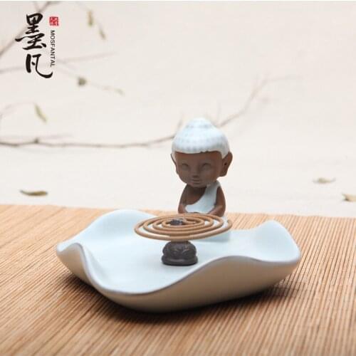 Meditation incense dish Buddha monk ceramic incense fragrance sinking incense sandalwood incense coil oil burner furnace