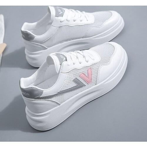 New Women Sneakers 2021 Spring Womens Mesh Breathable Vulcanized Shoes Fashion Comfortable Lace-up White Women Casual Shoes