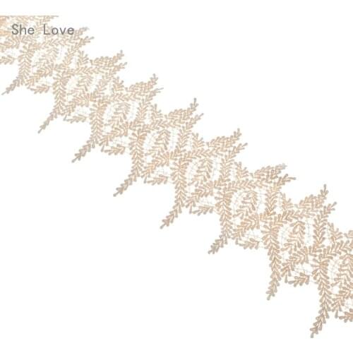 Chzimade 3 Yards Width 13cm Beige Color Lace Trim Water Soluble Embroidery Cotton Lace DIY Lace Fabric Clothing Accessories