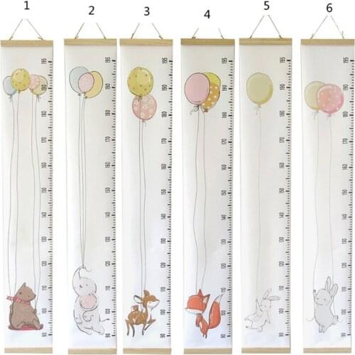 Nordic Children Height Ruler Hanging Growth Chart Cartoon Printed Kids Growth Measuring Ruler Kids Room Wall Decoration