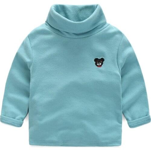 HOT Spring Autumn kids Turtleneck T-shirt Solid color Cotton long-sleeved boys girl baby sweatshirts hoodies children clothing