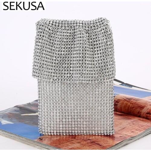 Soft Rhinestones Women Evening Bags Shoulder Chain Diaonds Cover Party Dinner MINI Purse Pocket Money Bags