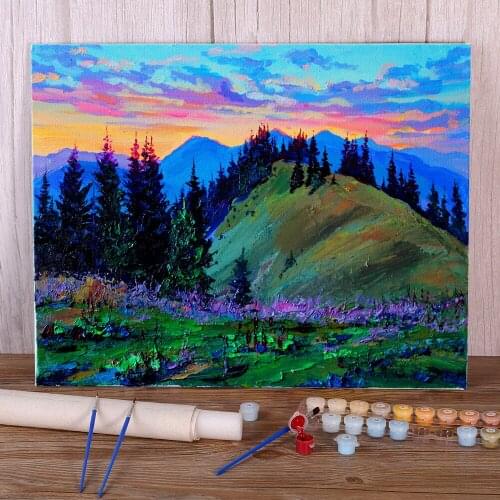 Landscape Summer Evening Coloring By Numbers Painting Package Oil Paints 40*50 Oil Painting Handmade For Kids Handiwork Art